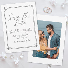 Eenvoudig met de Hand Getekende Foto Whimsische Hu Save The Date