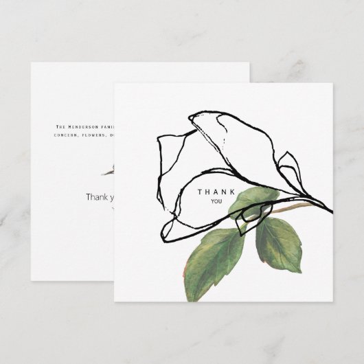 Eenvoudig met de hand getekende Stem Foliage Funer Bedankkaart (Voorkant / Achterkant)