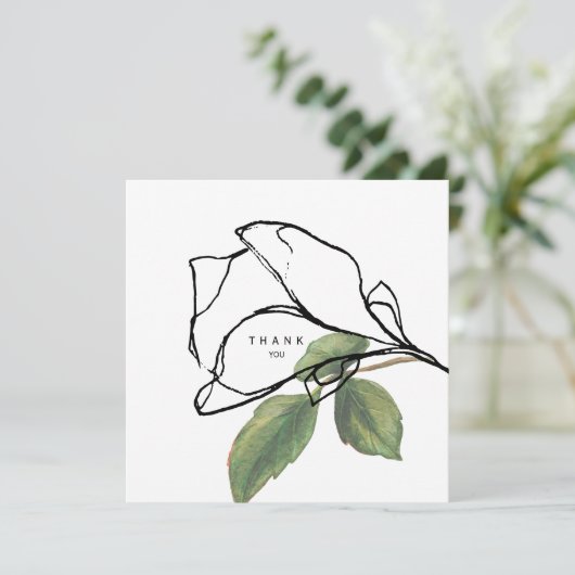 Eenvoudig met de hand getekende Stem Foliage Funer Bedankkaart (Staand voorkant)