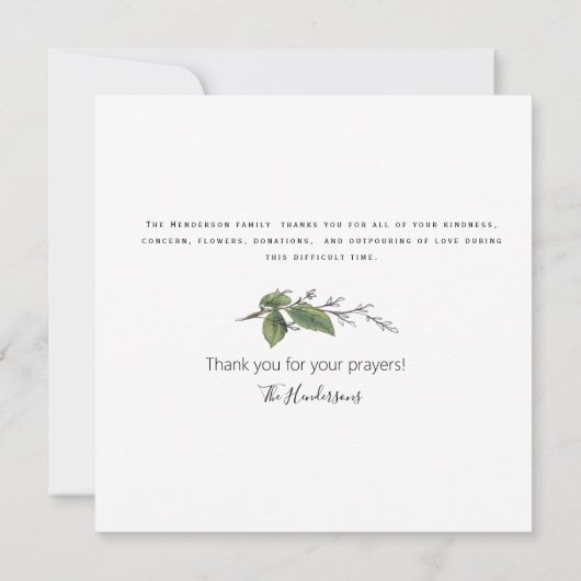Eenvoudig met de hand getekende Stem Foliage Funer Bedankkaart (Achterkant)