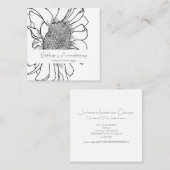 Eenvoudig met de hand getrokken zonnebloempitten V Vierkante Visitekaartje (Voorkant / Achterkant)