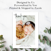 Eenvoudig met de hand uitgeruste nieuwe baby bedankkaart