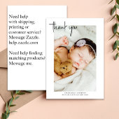 Eenvoudig met de hand uitgeruste nieuwe baby bedankkaart