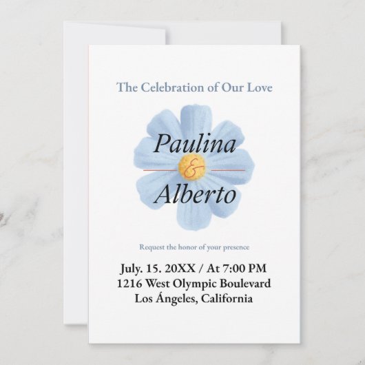 Eenvoudig met een mooie bloem bruiloft uitnodiging (Voorkant)