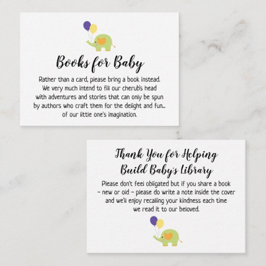 Eenvoudig met Elephant Book Request Insert Kaarten (Voorkant / Achterkant)