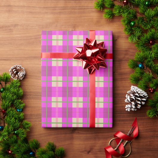 Eenvoudig met Kerstmis geplakt roze Paars gecontro Cadeaupapier (Feestdagen Geschenken)