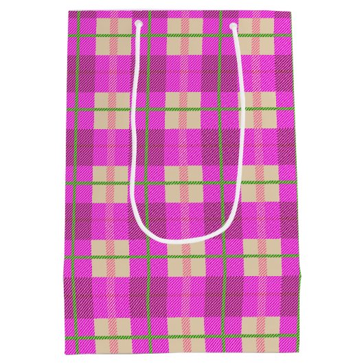 Eenvoudig met Kerstmis geplakt roze Paars gecontro Medium Cadeauzakje (Achterkant)