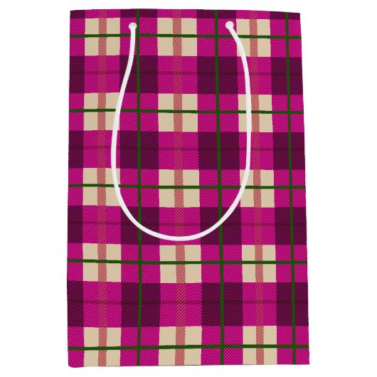 Eenvoudig met Kerstmis geplakt roze Paars gecontro Medium Cadeauzakje (Voorkant)