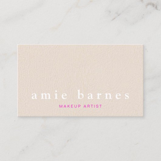 Eenvoudig met roze getextureerd leder uiterlijk Fe Visitekaartje (Voorkant)