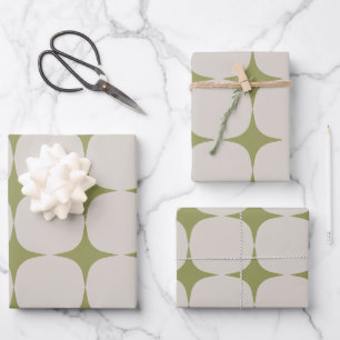 Eenvoudig mid-century modern saliegroen patroon inpakpapier vel