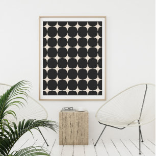 Eenvoudig Mid Century Modern zwart en crème patroo Poster