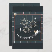 Eenvoudig midden-eeuwse moderne Kerstmis Feestdagenkaart (Voorkant / Achterkant)