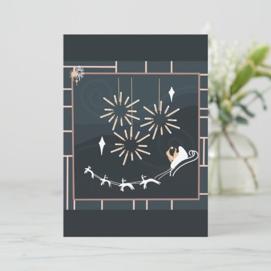 Eenvoudig midden-eeuwse moderne Kerstmis Feestdagenkaart (Staand voorkant)