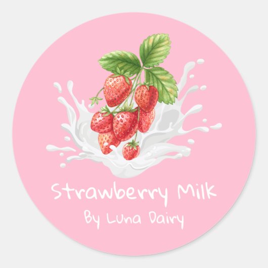 Eenvoudig Mielige Aardbei Melk Label (Voorkant)