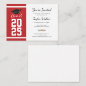 Eenvoudig Mini Afstuderen 2025 Red Party Invitatio Informatiekaartje (Voorkant / Achterkant)