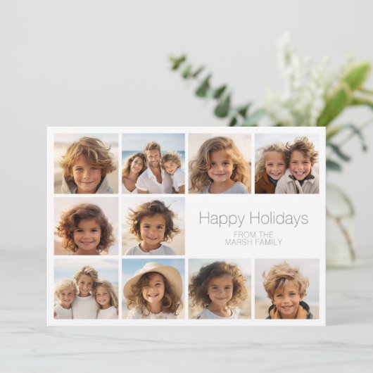 Eenvoudig minimaal - 10 foto - Zen Arch grijs wit Feestdagenkaart (Staand voorkant)