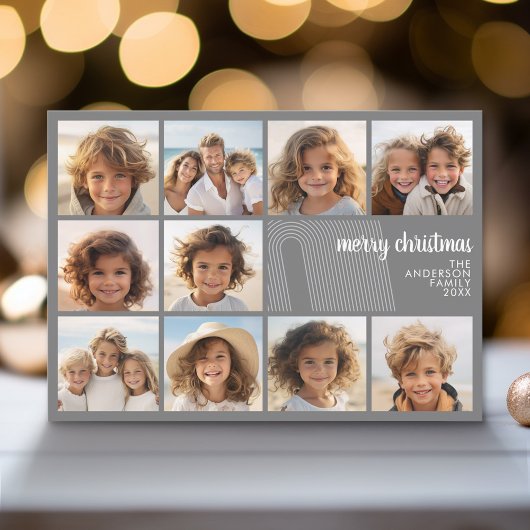 Eenvoudig Minimaal - 10 Foto - Zen Boog Grijs Wit Feestdagenkaart