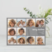 Eenvoudig Minimaal - 10 Foto - Zen Boog Grijs Wit Feestdagenkaart (Staand voorkant)