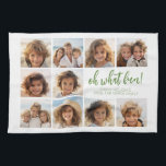 Eenvoudig minimaal - 10 fotorooster - Oh wat leuk Theedoek<br><div class="desc">Een 10 fotosjabloon in een eenvoudig raster met een witte rand. Witte achtergrond met een leuk script en een schreefloos lettertype voor de begroeting. De tekst is gedempt groen.</div>