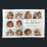 Eenvoudig minimaal - 10 fotorooster - Oh wat leuk Theedoek<br><div class="desc">Een 10 fotosjabloon in een eenvoudig raster met een witte rand. Witte achtergrond met een leuk script en een schreefloos lettertype voor de begroeting. De tekst is gedempt groen.</div>