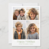 Eenvoudig minimaal 4 foto - Zen Arch Groen Wit Feestdagenkaart (Voorkant)