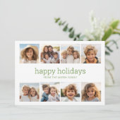 Eenvoudig minimaal - 8 foto - Zen Arch Groen Wit Feestdagenkaart (Staand voorkant)