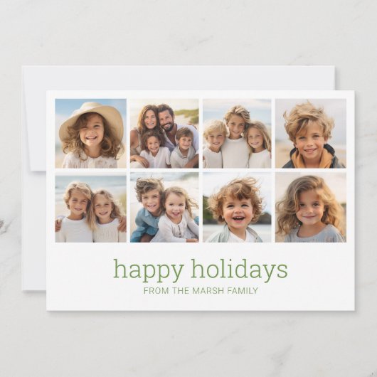 Eenvoudig minimaal - 8 foto - Zen Arch Groen Wit Feestdagenkaart (Voorkant)