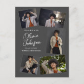 Eenvoudig minimaal Afstuderen grijs 6 foto aankond Briefkaart (Voorkant)