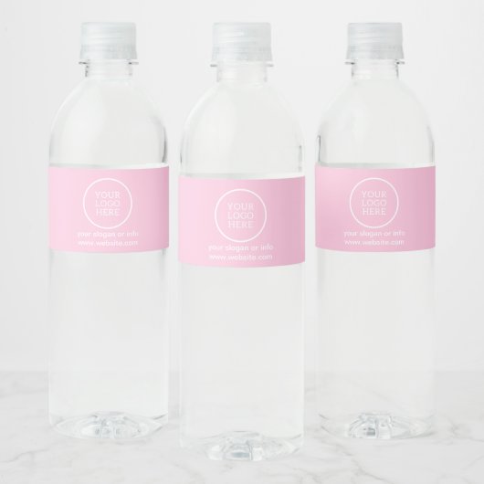 Eenvoudig Minimaal Bedrijf Logo Roze Waterfles Etiket (Flessen)