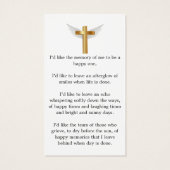 Eenvoudig minimaal Bladwijzer van de begrafenis Visitekaartje (Achterkant)