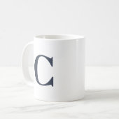 Eenvoudig, minimaal blauw Initiaal Letter-Monogram Koffiemok (Voorkant links)