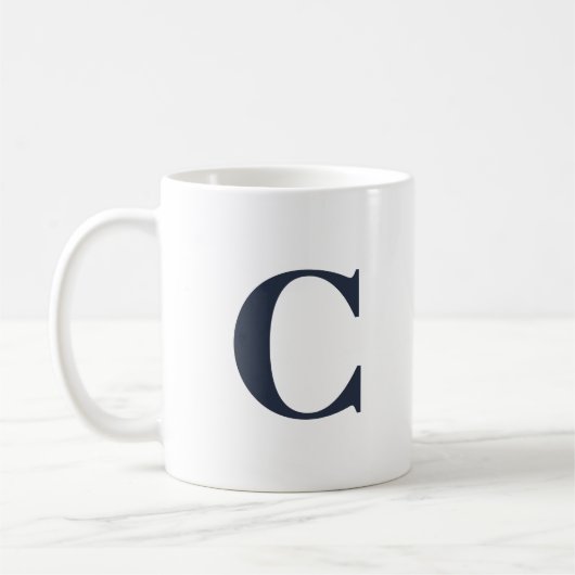 Eenvoudig, minimaal blauw Initiaal Letter-Monogram Koffiemok (Links)