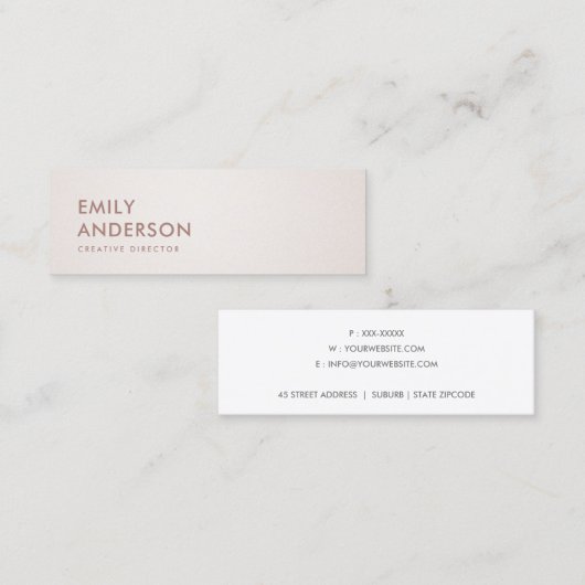 EENVOUDIG MINIMAAL BLEEK SILVER BLUSH PINK ROSE GO MINI VISITEKAARTJE (Voorkant / Achterkant)