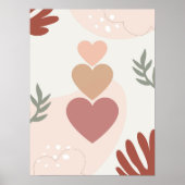 Eenvoudig minimaal Boho Art Leaf Hearts Plant ontw Poster (Voorkant)