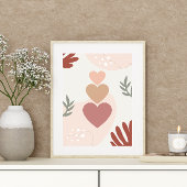 Eenvoudig minimaal Boho Art Leaf Hearts Plant ontw Poster