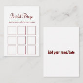 Eenvoudig minimaal bruids bingo vrijgezellenfeest  notitiekaartje (Voorkant / Achterkant)