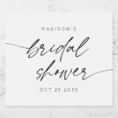 Eenvoudig Minimaal Bruidsdouche Script | Zwart Wit Sparkling Wijnetiket (Enkel label)