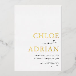 Eenvoudig minimaal bruiloft folie uitnodiging