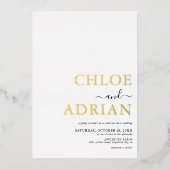 Eenvoudig minimaal bruiloft folie uitnodiging (Voorkant)