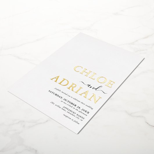 Eenvoudig minimaal bruiloft folie uitnodiging (Gedraaid)