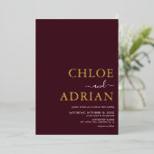 Eenvoudig minimaal bruinbruin goud folie uitnodiging (Staand Voorkant)