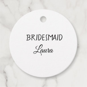 Eenvoudig minimaal cadeaujaar voor bridesmaid bedankjes labels