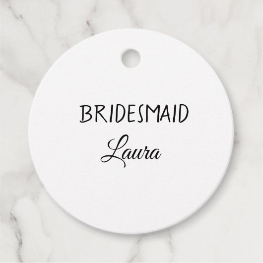 Eenvoudig minimaal cadeaujaar voor bridesmaid bedankjes labels (Voorkant)