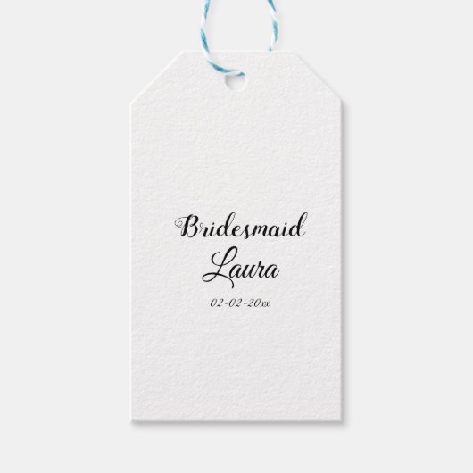 Eenvoudig minimaal cadeaujaar voor bridesmaid cadeaulabel (Voorkant)