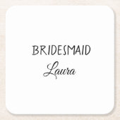 Eenvoudig minimaal cadeaujaar voor bridesmaid kartonnen onderzetters (Voorkant)