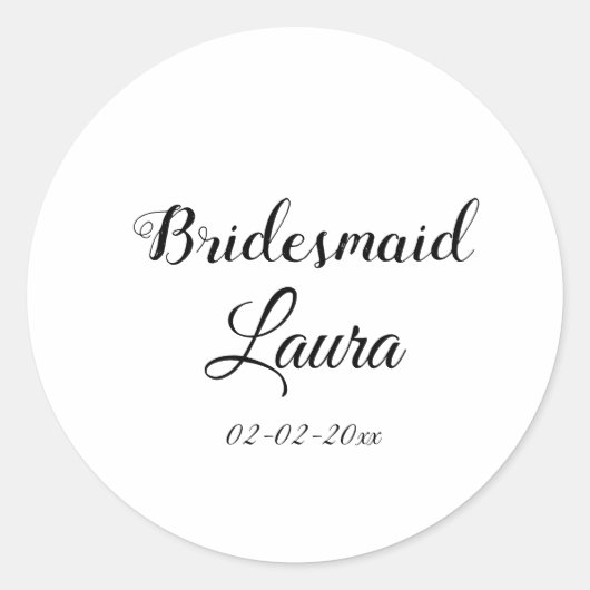 Eenvoudig minimaal cadeaujaar voor bridesmaid ronde sticker (Voorkant)