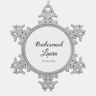 Eenvoudig minimaal cadeaujaar voor bridesmaid tin sneeuwvlok ornament