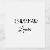 Eenvoudig minimaal cadeaujaar voor bridesmaid wijn etiket (Enkel label)