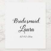 Eenvoudig minimaal cadeaujaar voor bridesmaid wijn etiket (Enkel label)