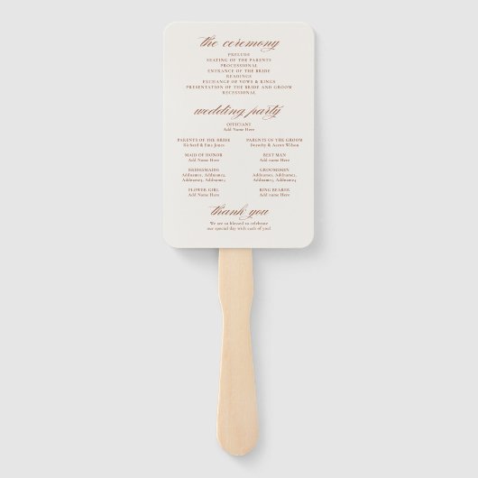 Eenvoudig minimaal chique blad monogram bruiloft p handwaaier (Achterkant)